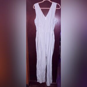 ANTONIO MELANI White and Black Striped Jumpsuit